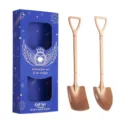 Stainless steel shovel spoon set with creative gift box for dessert, ice cream and coffee. - Pointed and Square Shovel Pair / Pieces with Gift Box / Blue Box Rose Gold