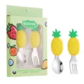 Leuk set lepel vork roestvrij staal siliconen kind ananas fruit baby voeding bestek - Ananas lepel & vork cadeauset