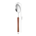 Japanese style wooden handle stainless steel spoon, elegant tableware, 19.5cm long, durable. - Rosewood Dinner Spoons