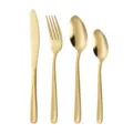 Elegantes Besteckset aus goldenem Edelstahl mit Messer Gabel und Löffeln für edles Essen. - Gold 4-teiliges Set