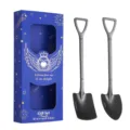 Stainless steel shovel spoon set with gift box, creative dessert and ice cream spoons. - Pointed and Square Shovel Pair / Pieces with Gift Box / Blue Box Black