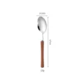 Stainless steel spoon with wooden handle, 17cm long, durable tableware for home and kitchen use. - Rosewood Tea Spoon