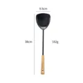 Cast iron wok spatula with wooden handle, 38cm long kitchen cooking tool for home use. - Cooking Turner