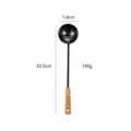 Durable black cast iron soup ladle with beech wood handle kitchen cooking utensil - Soup Spoon