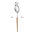 Edelstahl Löffel mit Buchenholz Griff, 19cm Länge, elegantes japanisches Besteck Design. - Spitze Dessertlöffel
