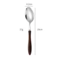 Cuchara de mesa de acero inoxidable con mango de madera, 19cm de largo y 37g para cenar - Cuchara de mesa puntiaguda de acero inoxidable 304 / Veta de Madera