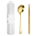 Portable stainless steel tableware set gold spoon chopsticks with clear case student gift - 2-Piece Spoon and Chopstick Sets / Two-Piece Set / Gold