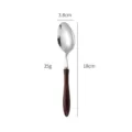 Cuchara de mesa de acero inoxidable con mango de madera, 18cm, elegante vajilla retro. - Cuchara de postre puntiaguda de acero 304 / Veta de Madera