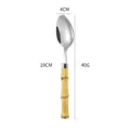Edelstahl Esslöffel mit Bambus Stil Griff, 19cm Länge, elegante Küchengeschirr Wahl. - Silberner Tafellöffel