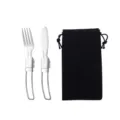 Set di posate pieghevoli in acciaio inossidabile con custodia per campeggio all'aperto. - Coltello e forchetta con custodia nera