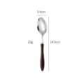 Stainless steel spoon with chicken wing wood handle, retro western tableware. - 304 Stainless Steel Pointed Coffee Spoon / Wood Grain