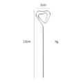 Stainless steel heart fruit pick cocktail decorative fork metal toothpick 13cm 3cm 4g - Natural Color Heart Style