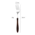 Stainless steel dinner fork with chicken wing wood handle, 19cm length and 2.7cm width. - 304 Stainless Steel Dinner Fork / Wood Grain