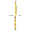 Goldenes Edelstahl-Steakmesser mit Bambusgriff Tischmesser Kueche Esswerkzeug 21.5cm - Goldenes Messer