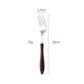 Stainless steel western dinner fork with wooden handle, elegant retro tableware piece, 18cm. - 304 - Dessert Fork / Wood Grain