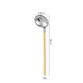 Stainless steel slotted spoon with wooden handle, durable kitchen colander, 26cm length. - Slotted Soup Spoon with Beech Wood Handle