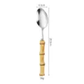Stainless steel spoon with bamboo handle, vintage tableware dinner spoon, 20.5cm length. - Silver Dinner Spoon
