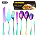 8 delige regenboog roestvrij staal bestek set, moderne keuken tafelgerei set te koop. - 8-delige regenboogset