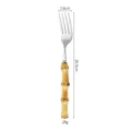Stainless steel dinner fork with retro bamboo shaped wooden handle, 20.5cm long and 28g. - Silver Dinner Fork