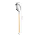 Cuchara de ramen de acero inoxidable con mango de haya maciza, cuchara sopera 29.5cm - Cuchara de servir óvala con mango de madera de haya