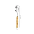 Stainless steel spoon with wooden bamboo handle 16.5cm vintage tableware dessert spoon - Natural Dessert Spoon