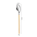 Cuchara de sopa ramen de acero inoxidable con mango de madera 29cm largo 39g peso - Cuchara de servir puntiaguda con mango de madera de haya