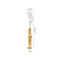 Stainless steel bamboo handle dinner fork steak fork retro tableware kitchen dining tool - Silver Dessert Fork