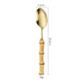 Gold stainless steel dinner spoon with bamboo joint handle 20.5cm cutlery variant - Gold Spoon