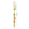 Gold stainless steel fork with bamboo handle retro dining tableware 20.5cm size - Gold Fork