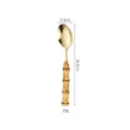 Gold stainless steel spoon with bamboo handle, 16.5cm length and 25g weight tableware. - Gold Dessert Spoon