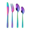 Regenbogen Edelstahl Besteck Set Messer Gabel Löffel Küchengeschirr Set bunt - Buntes 4-Teiliges Set