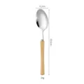 Wooden handle stainless steel spoon, elegant dinnerware cutlery for home kitchen dining use. - White Wood Dinner Spoon