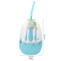 Tragbares niedliches Baby Besteckset mit Löffel Gabel und Stäbchen im Eieretui neu. - Blaues Einhorn-Ei Besteckset