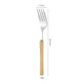 Japanese style wooden handle stainless steel dinner fork with ergonomic grip for daily use. - White Wood Fork