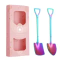 Ensemble de cuillères pelle en acier inoxydable avec coffret cadeau rose, cuillères à dessert. - Paire de Pelles Pointue et Carrée / Pièces avec Boîte Cadeau / Boîte Rose Multicolore