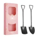 Ensemble de cuillères pelle en acier inoxydable avec boîte cadeau rose, cuillères à dessert. - Paire de Pelles Pointue et Carrée / Pièces avec Boîte Cadeau / Boîte Rose Noir
