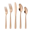 Roségoldenes Besteckset aus Edelstahl mit fünf Teilen inklusive Messer, Gabel und Löffeln. - Roségold Fünfteilig