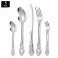 Set de couverts 5 pièces en acier inoxydable vintage gaufré argent vaisselle de cuisine - Set de 5 pièces / Naturel
