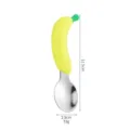 Bananenvormige siliconen en 304 roestvrijstalen baby lepel, leuk peuter eetbestek. - Bananenlepels