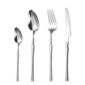 Stainless steel flatware set with waist handle design, elegant silver finish tableware. - Four-Piece Set / Natural