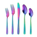 Buntes Edelstahl Besteck Set 5-teilig Regenbogen Messer Gabel Löffel Küchengeschirr - Buntes 5-Teiliges Set