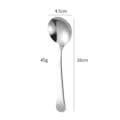 Thickened 304 stainless steel round soup spoon, durable daily dining spoon for kids and home. - Natural