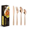 Hochwertiges Roségold Edelstahl Besteck Set Messer Gabel Löffel Tischgeschirr. - 4-Teiliges Set (mit Geschenkbox) / Roségold