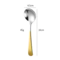 Stainless steel round spoon with gold handle kitchen tableware dining utensil 16cm - Gold Handle