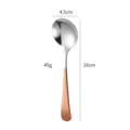 Thickened 304 stainless steel round spoon with rose gold handle, 16cm length for dining. - Rose Gold Handle