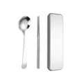 Portable stainless steel cutlery set including spoon, chopsticks and a durable storage box. - Popular Style Spoon Chopsticks 2-Piece Set / Natural