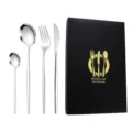Set de couverts en acier inoxydable avec coffret cadeau, coutellerie polie miroir. - Argent Couteau Fourchette Cuillère Cuillère à Café Ensemble de Quatre Pièces