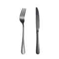Conjunto de cubiertos negro mate con tenedor y cuchillo de acero inoxidable para mesa moderna. - Juego de 2 piezas de cuchillo y tenedor / Negro