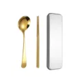 Portable 304 stainless steel cutlery set with gold spoon chopsticks and storage box - Popular Style Spoon Chopsticks 2-Piece Set / Gold