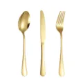Golden stainless steel cutlery set knife fork spoon elegant kitchen dining tableware - Three-Piece Set / Gold